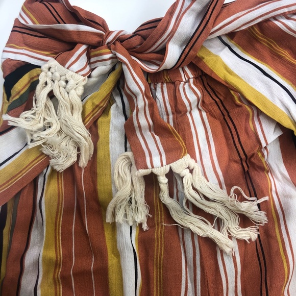 🌸 NEW 🌸 Front tie orange striped pants, boho - Picture 4 of 5